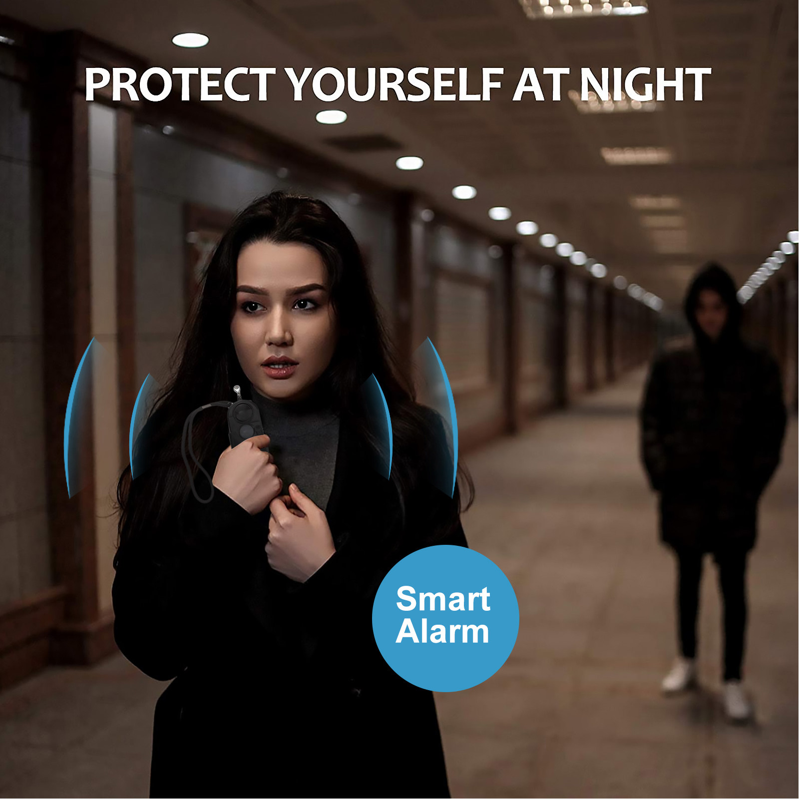 Personal Alarm Keychain - Dual-Funktions-Personenalarm-Schlüsselanhänger für Frauen, starke 130-dB-Sirene, Infrarot-Menschenerkennung,